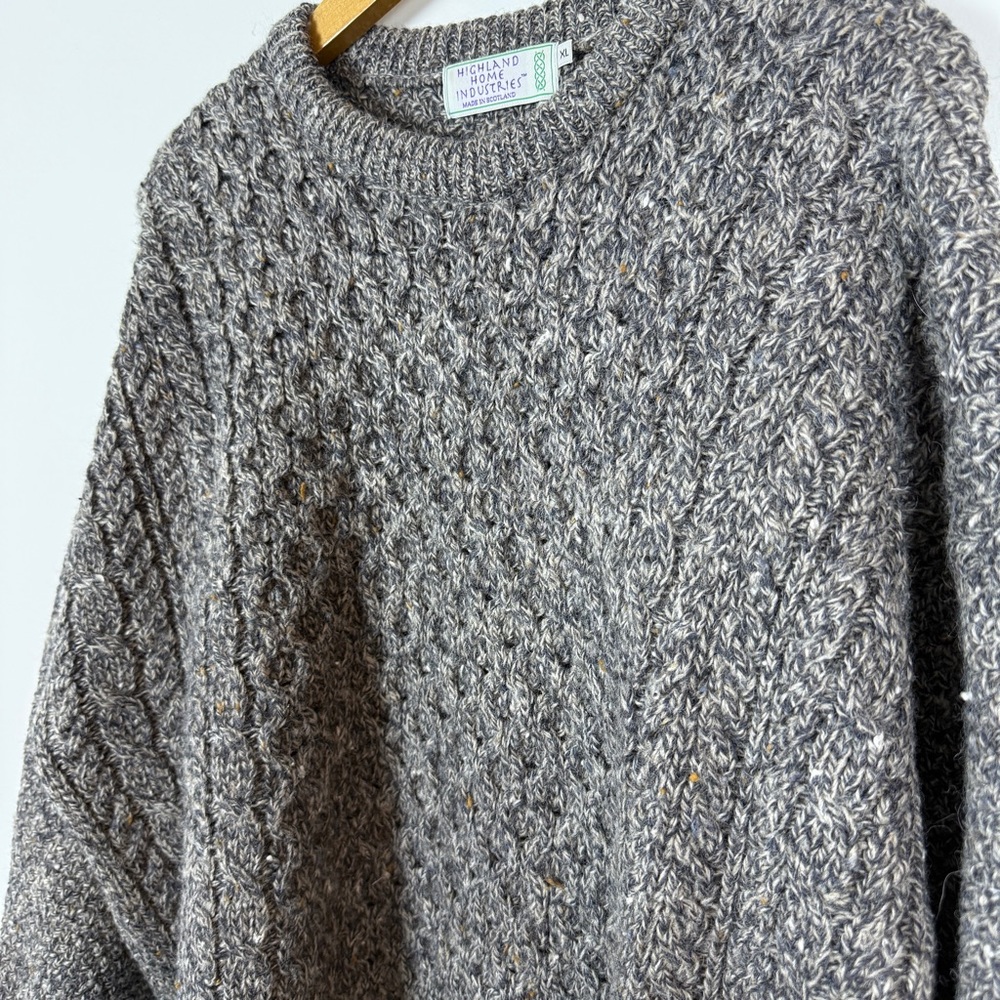 Cozy Unisex Heritage Knit Gray Crewneck Sweater